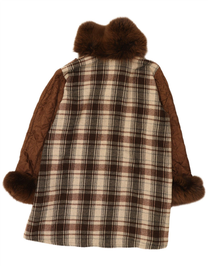 Vintage damski płaszcz oversize EU 40 w średnią brązową kratkę