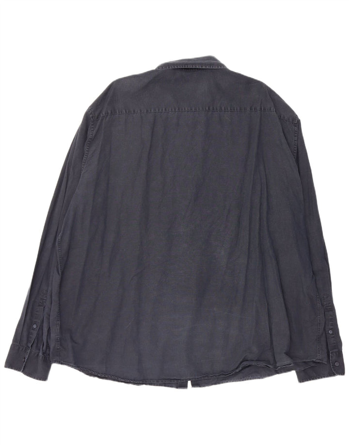 Koszula męska Marks & Spencer o regularnym kroju, 4XL, granatowa, lniana