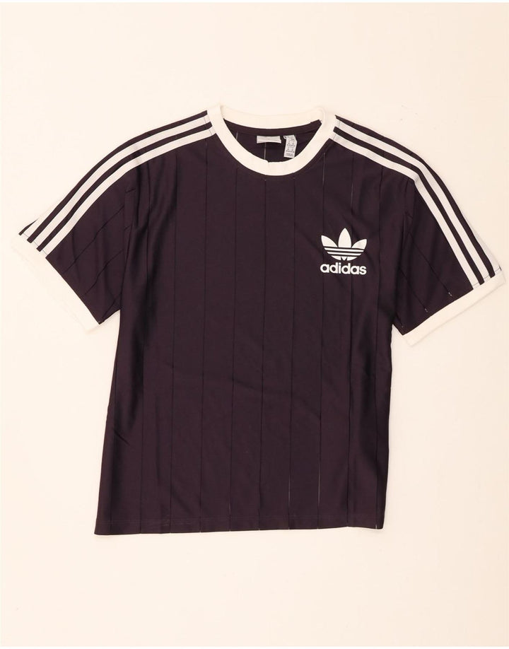 Damska koszulka Adidas Top UK 12/14 Średni fioletowy poliester w paski