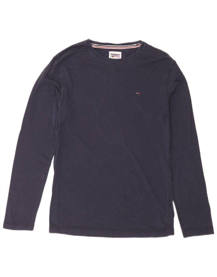 TOMMY HILFIGER Męski top z długim rękawem, średni, granatowy, bawełniany
