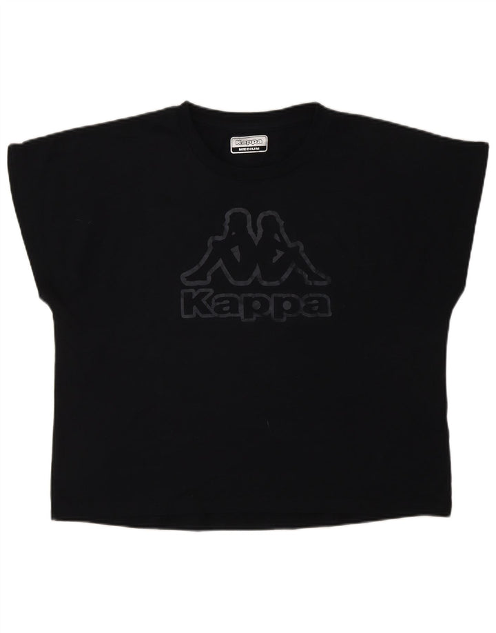 KAPPA Womens Graphic T-Shirt Top UK 14 Medium Black
