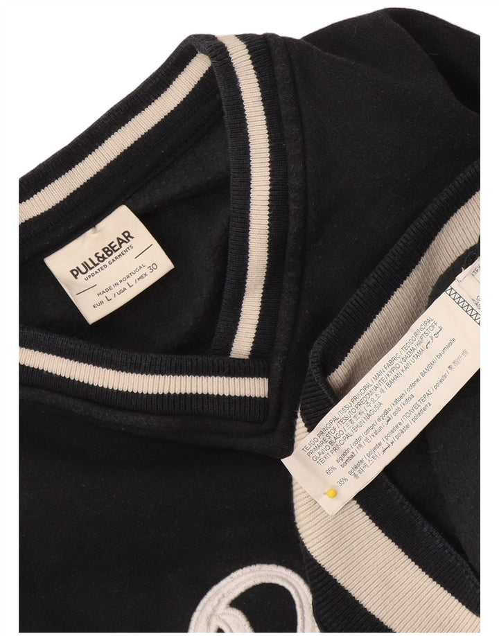 Męski sweter Pull & Bear Pasadena, duży, granatowy, z blokami kolorów