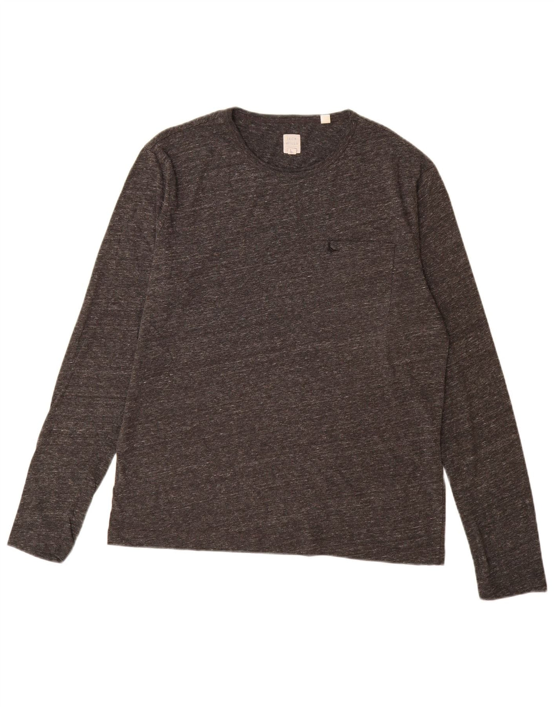 Jack Wills Męski top z długim rękawem, średnioszary, bawełniany w cętki