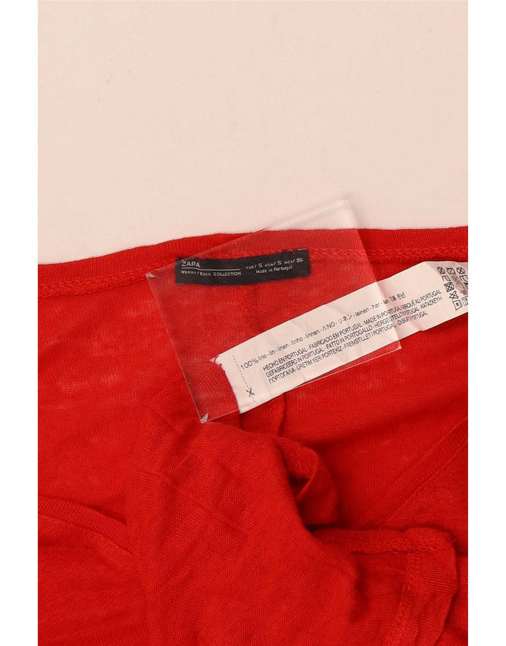 Damska koszulka oversize Zara Top UK 10 Small Red Linen