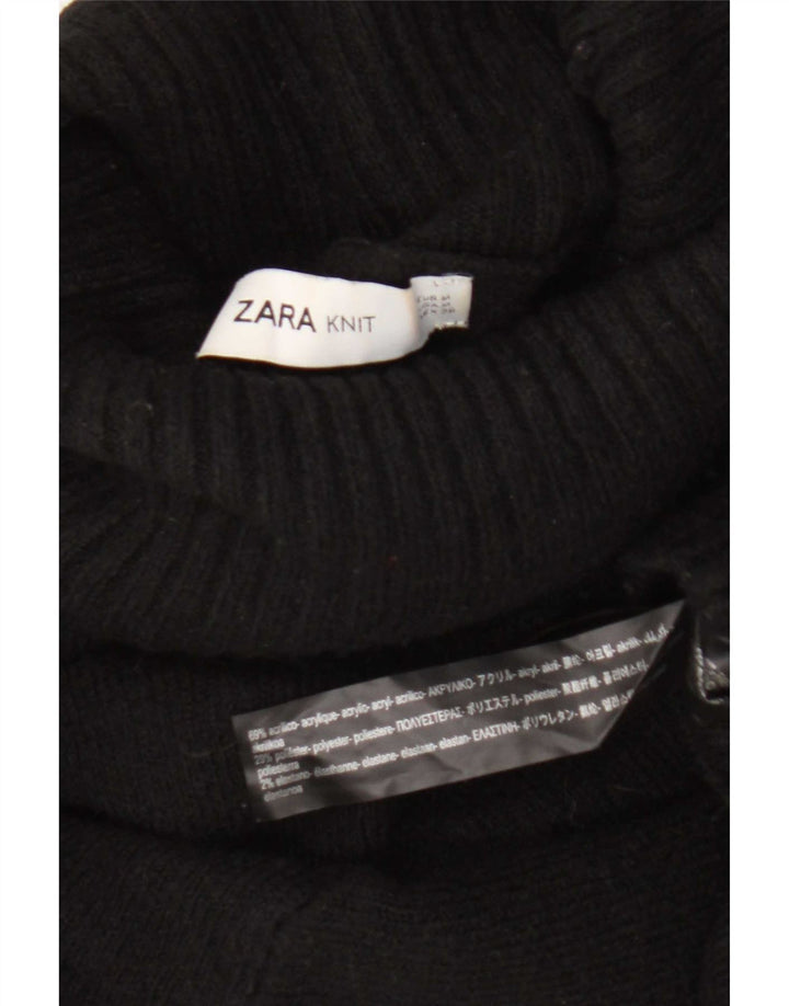 Damski sweter oversize Zara z wywijanym dekoltem UK 14, średni czarny akryl