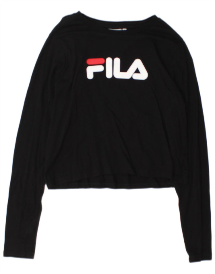 Damski top Fila Crop Graphic z długim rękawem UK 14, duży czarny