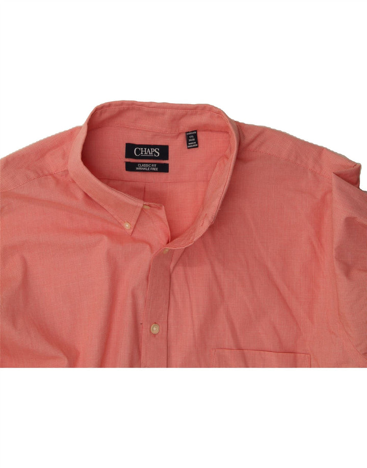 CHAPS Mens Classic Fit Shirt Size 17 1/2 XL Pink Houndstooth Vintage Chaps and Second-Hand Chaps from Messina Hembry 