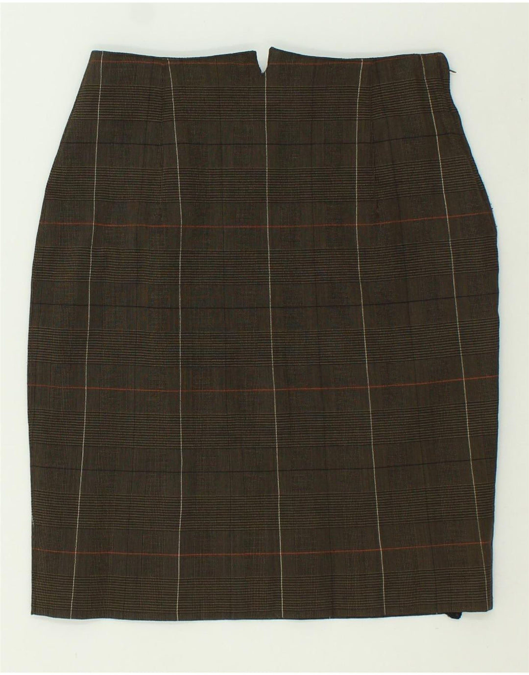 VINTAGE Womens Pencil Skirt IT 42 Medium W26 Khaki Check Vintage Vintage and Second-Hand Vintage from Messina Hembry 