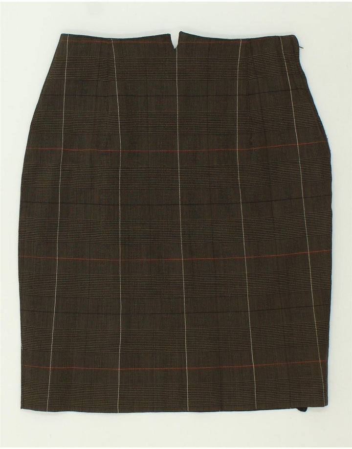 VINTAGE Womens Pencil Skirt IT 42 Medium W26 Khaki Check Vintage Vintage and Second-Hand Vintage from Messina Hembry 
