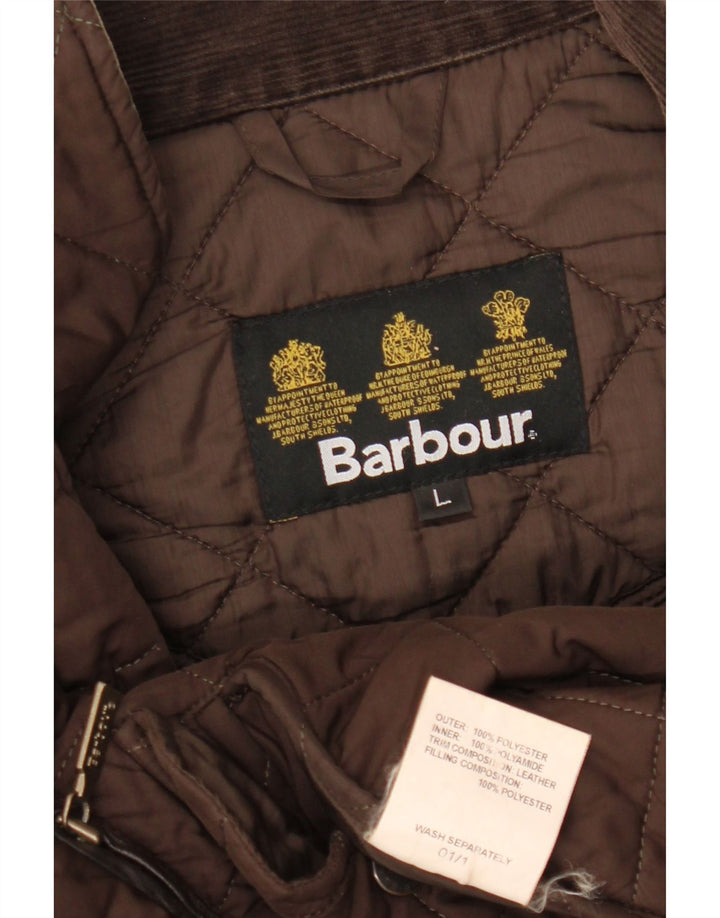 Męska pikowana kurtka BARBOUR UK 40, duża, brązowa, poliestrowa