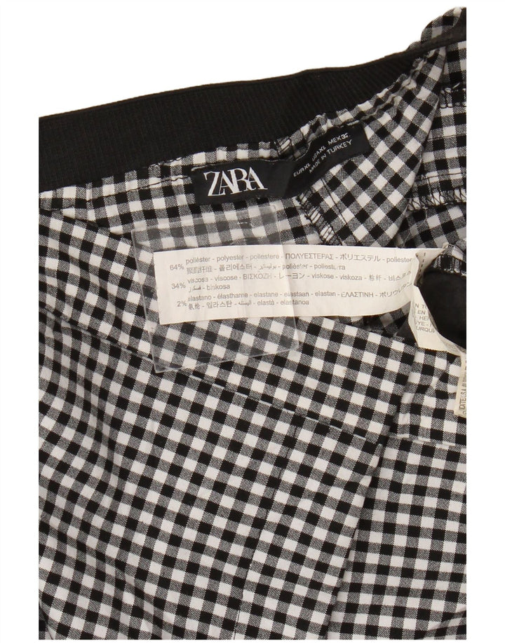 Damskie spodnie chino Zara XL W32 L27, czarny poliester w kratkę