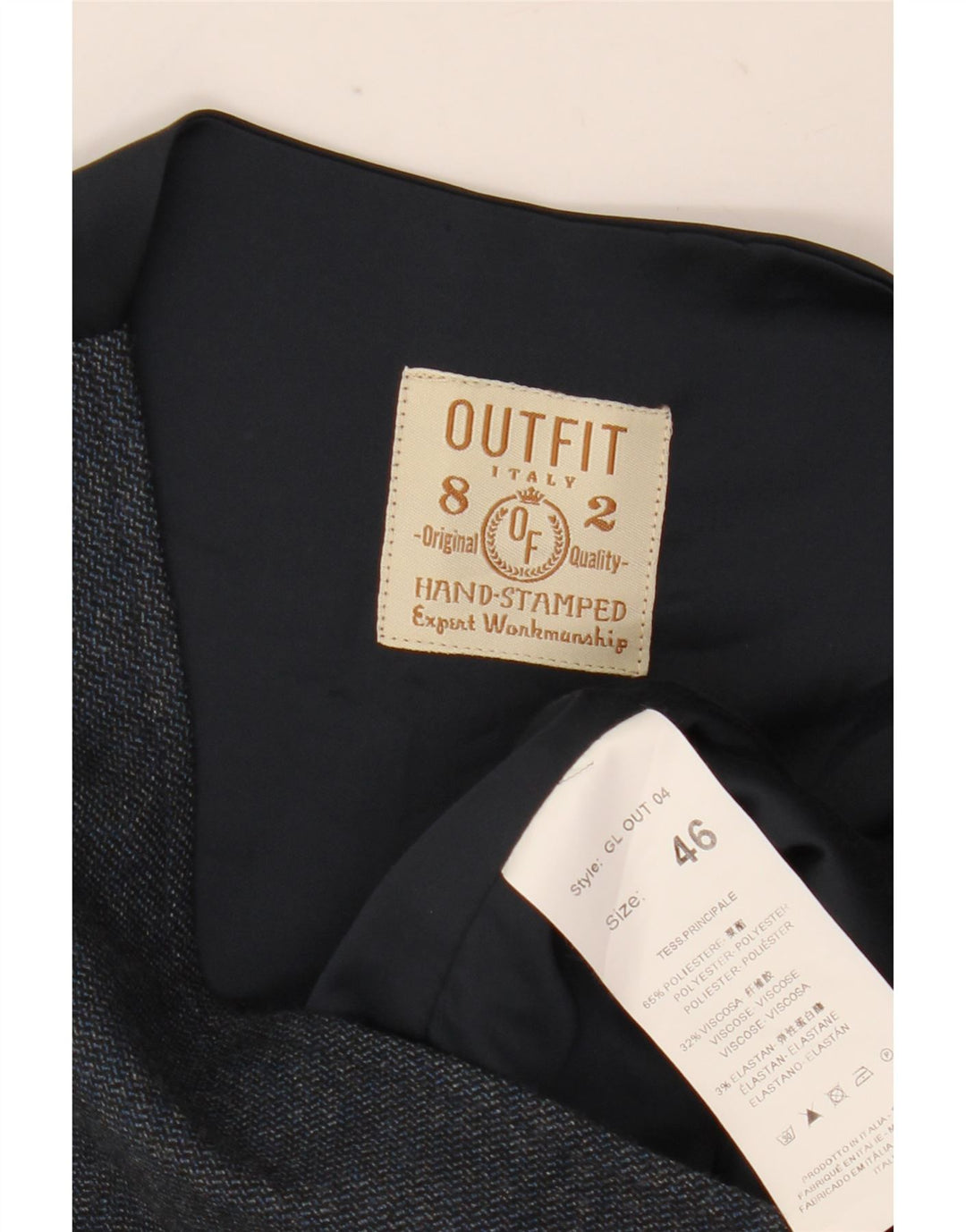 Kamizelka męska Vintage IT 46 w małą granatową kratkę, poliester