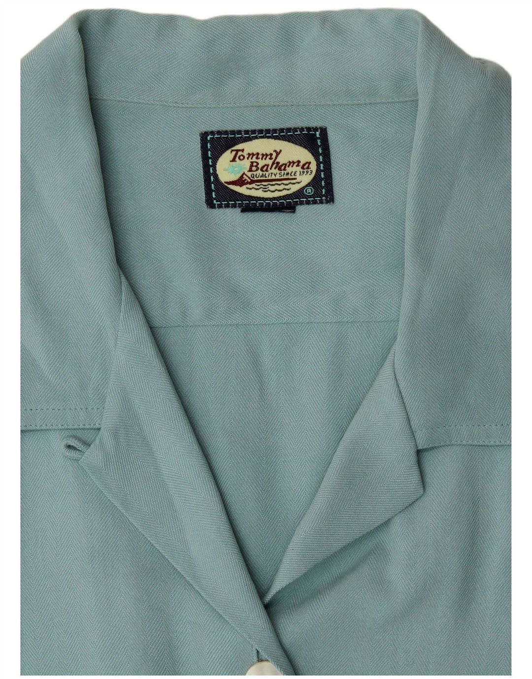 Damska koszula z krótkim rękawem Tommy Bahama UK 12 w kolorze średniego turkusu w jodełkę