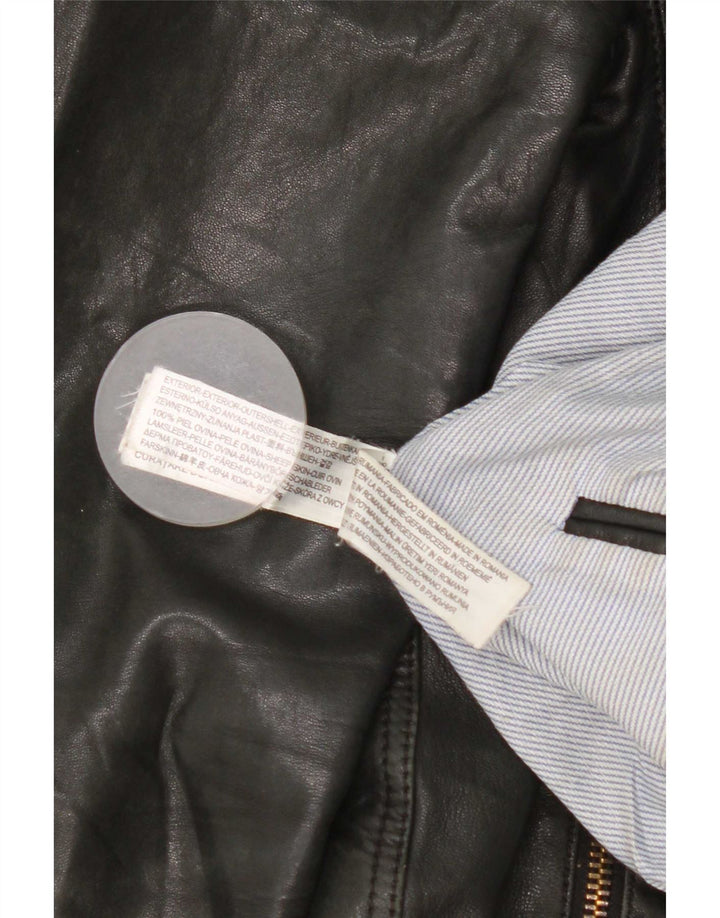 Kurtka skórzana damska Massimo Dutti Biker UK 10, mała czarna