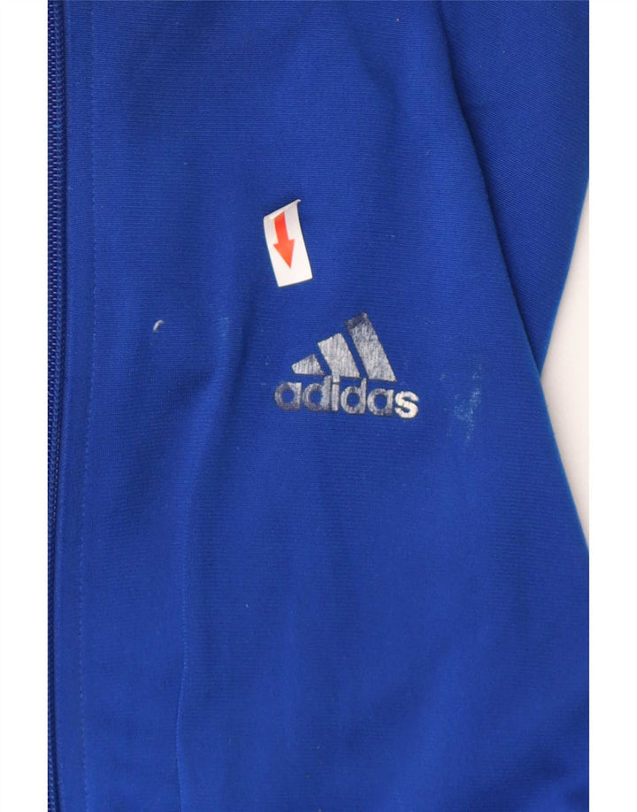 Adidas Męska bluza dresowa UK 40/42 Średni niebieski poliester z blokami kolorów