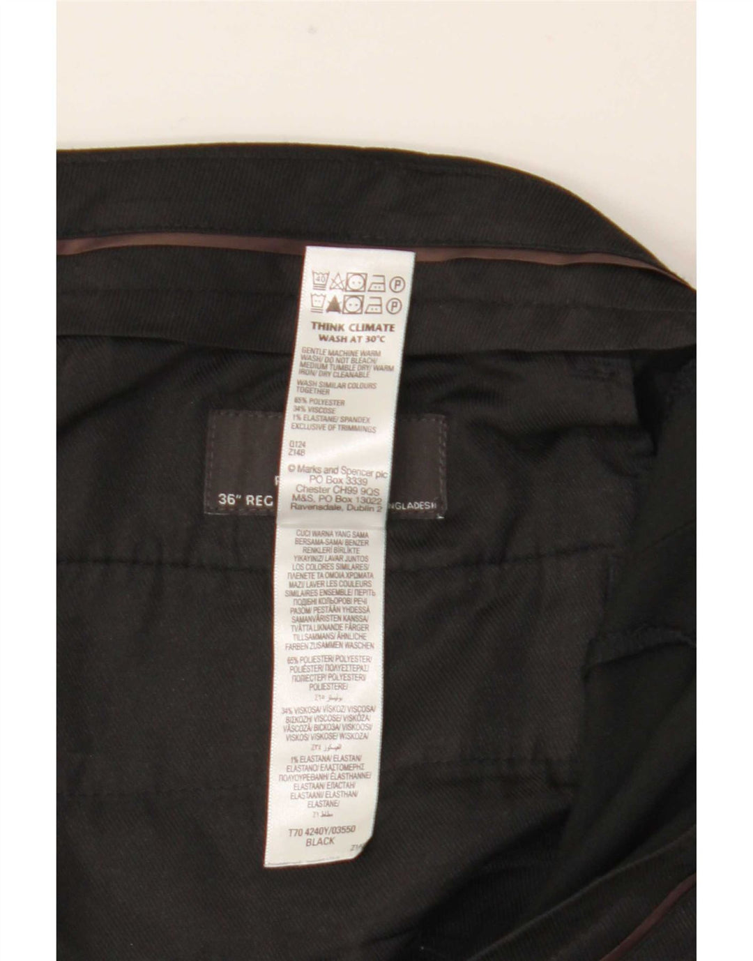 Męskie spodnie garniturowe Marks & Spencer o prostym kroju i regularnym kroju W36 L31 czarne