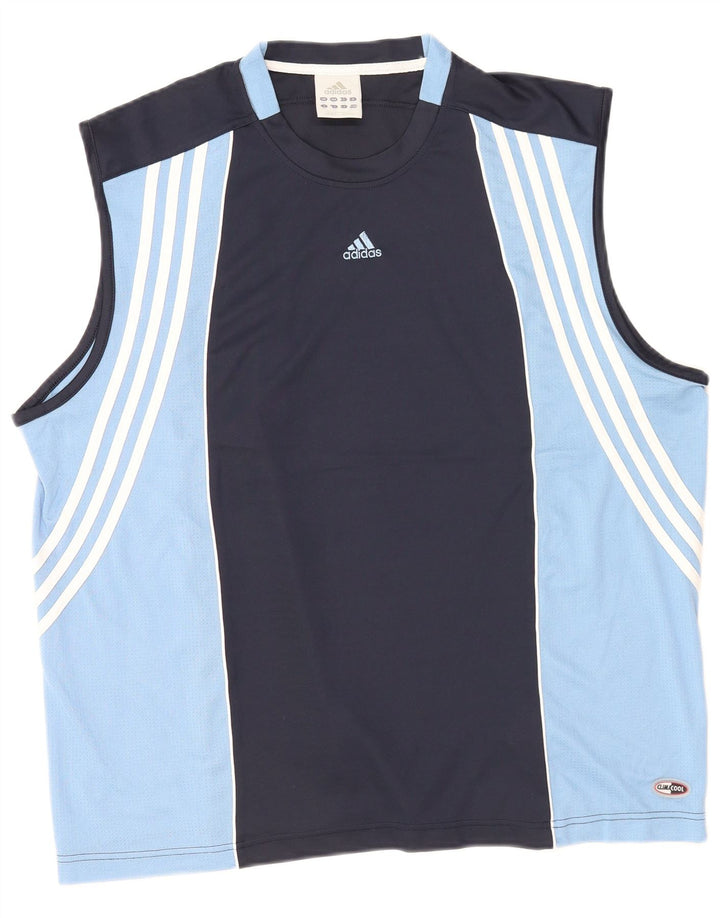 Adidas Męska kamizelka Climacool Top 2XL Granatowy poliester z blokami kolorów