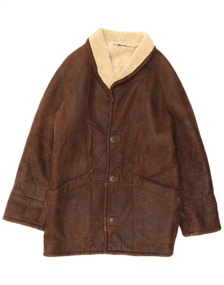 Męska kurtka shearling WESTBURY IT 56 3XL brązowa skóra