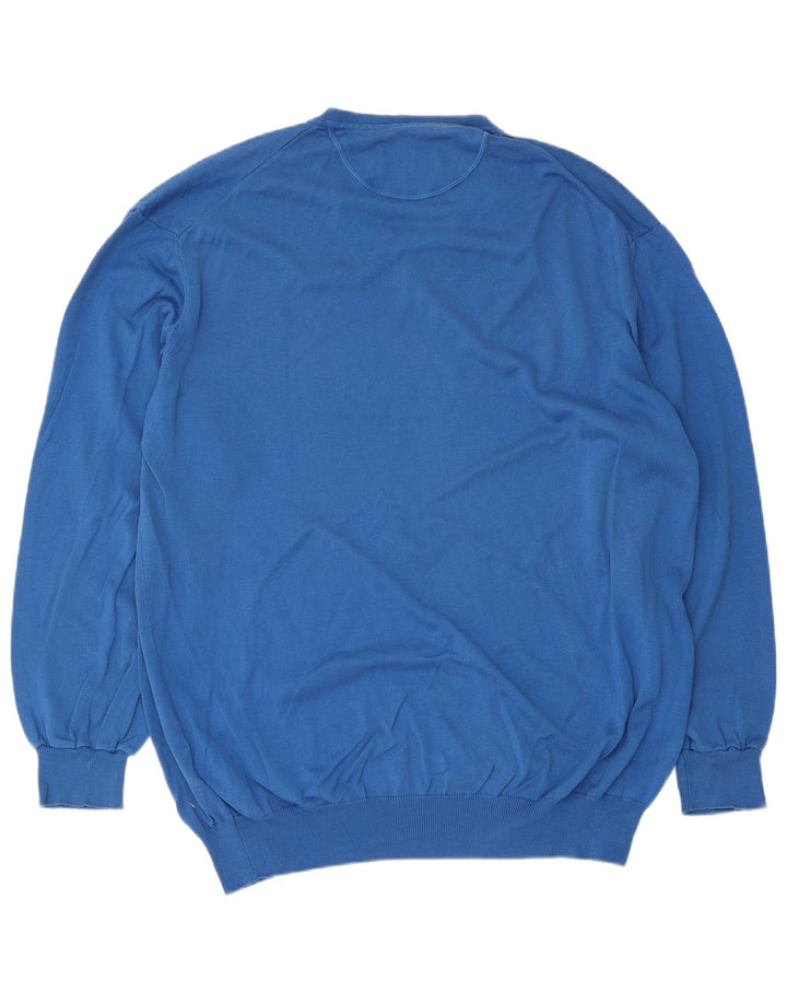 Marlboro Classics Męski sweter z dekoltem w kształcie litery V, 3XL, niebieska bawełna