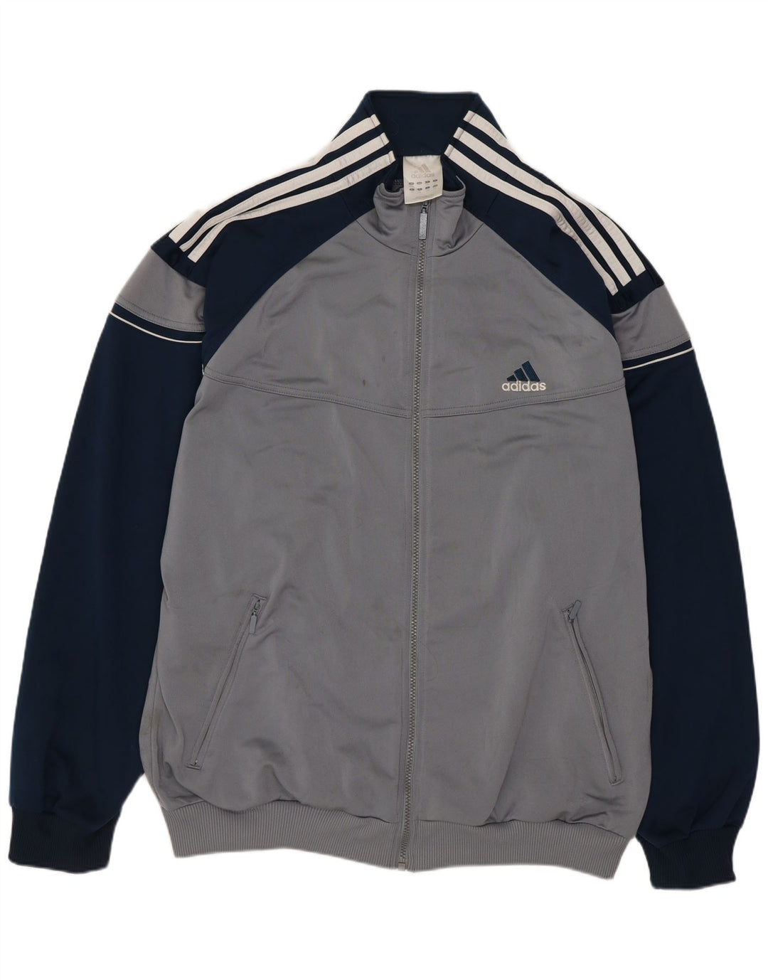 Adidas Męska bluza dresowa UK 44/46 Duży szary poliester z blokami kolorów