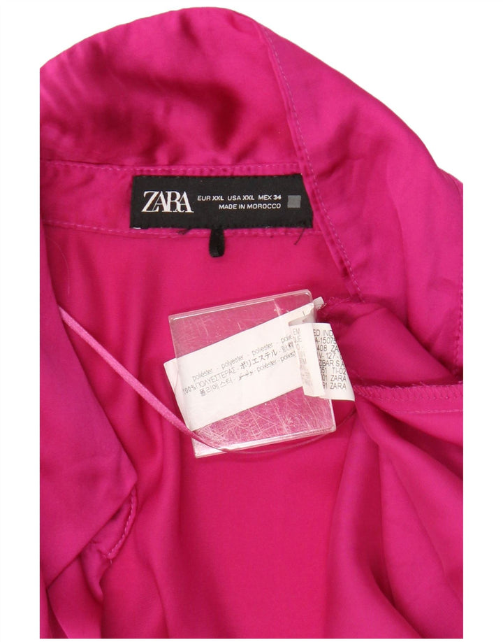 Damska bluzka koszulowa Zara UK 20 2XL Różowy poliester