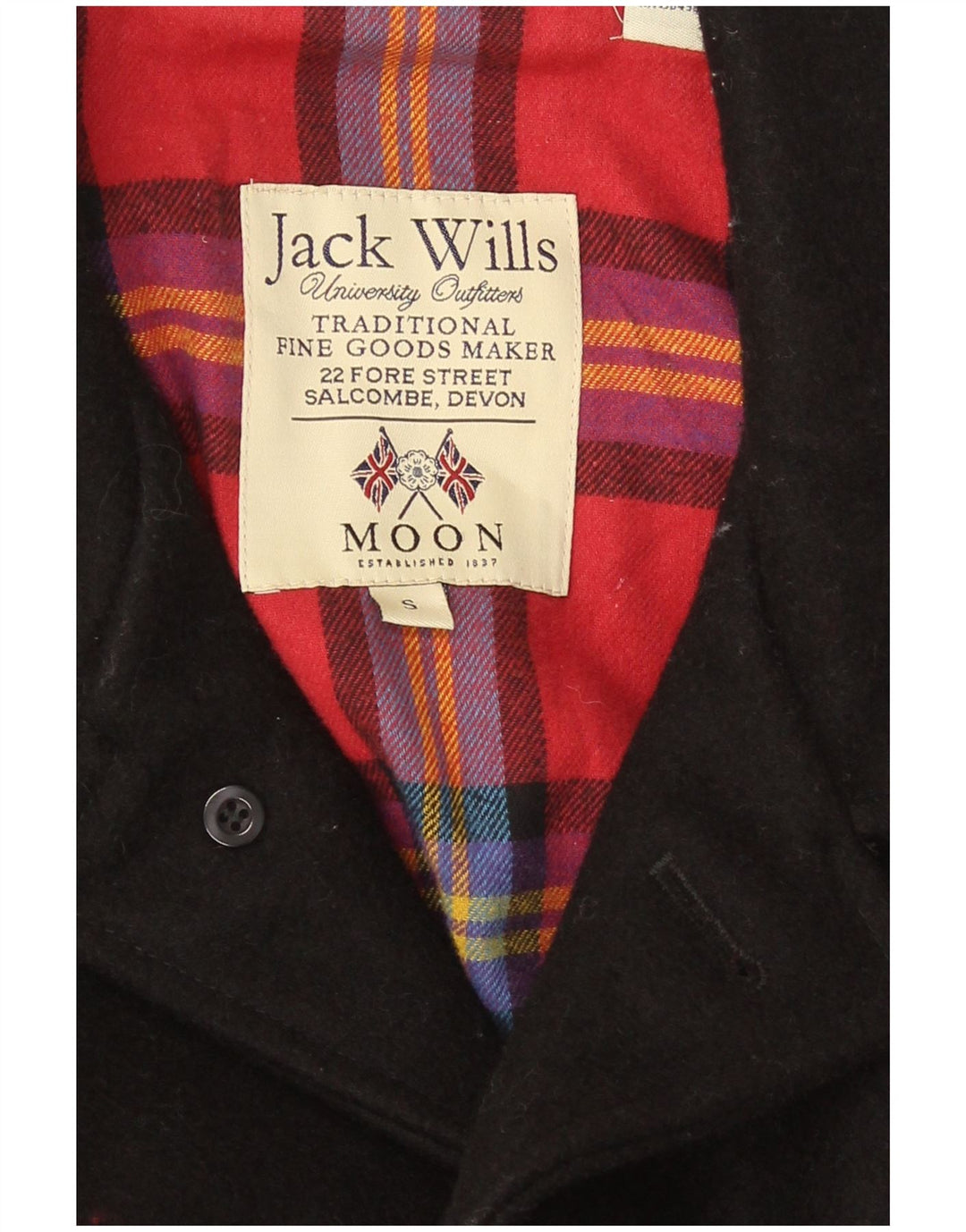 Jack Wills Męska marynarka zapinana na 3 guziki UK 36 Mała czarna wełna