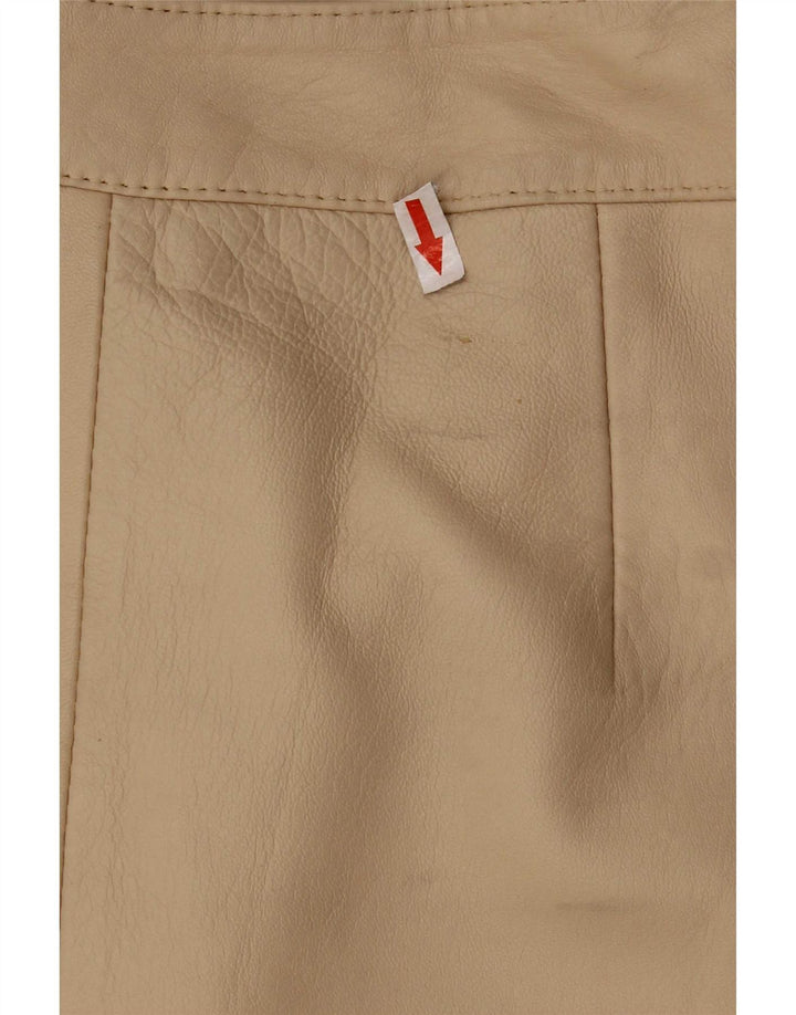 Vintage damska skórzana spódnica UK 12 Medium W28 beżowa