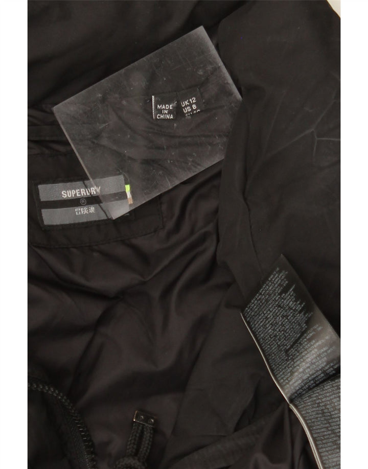 SUPERDRY Damski płaszcz ocieplany UK 12, średni czarny poliester