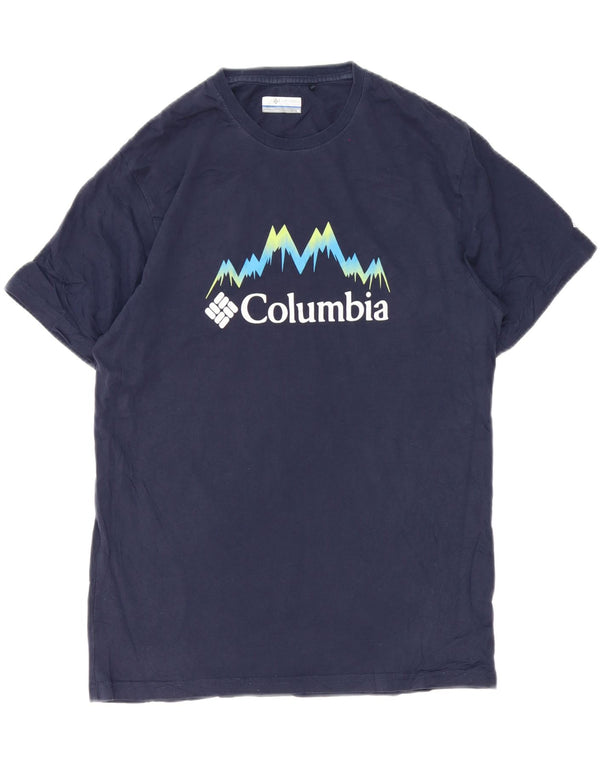 Męska koszulka z grafiką Columbia, średnia, granatowa bawełna