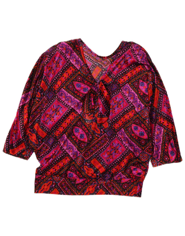 Damska bluzka z rękawem 3/4 w stylu vintage, UK 14, średnia, wielobarwna, retro