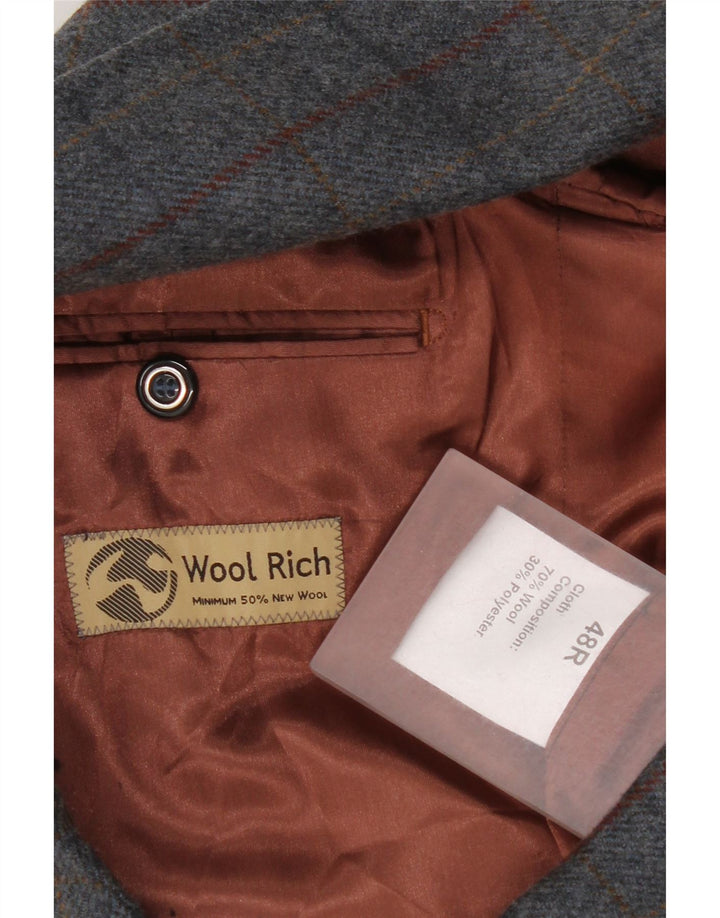 Męska marynarka zapinana na 2 guziki Woolrich UK 48 4XL Szara wełniana kratka
