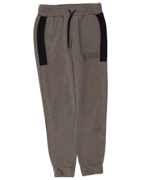 Hugo Boss Mens Graphic Tracksuit Trousers Joggers Small Grey Colourblock