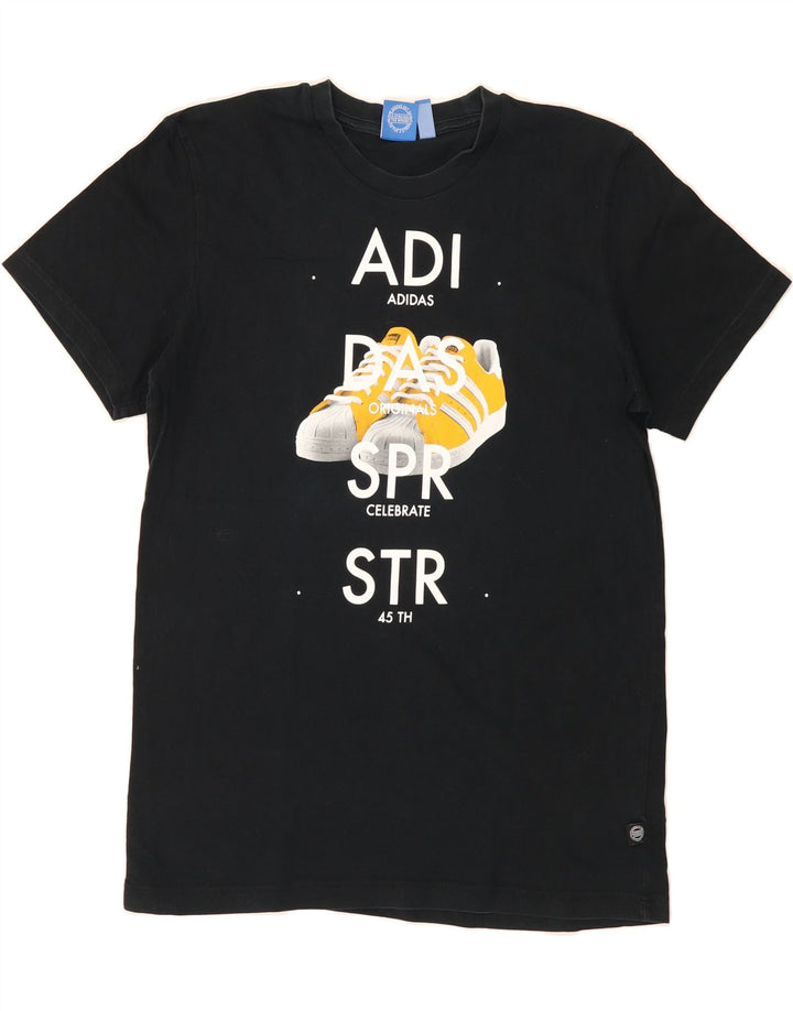 ADIDAS Mens Graphic T-Shirt Top Medium Black Cotton Vintage Adidas and Second-Hand Adidas from Messina Hembry 