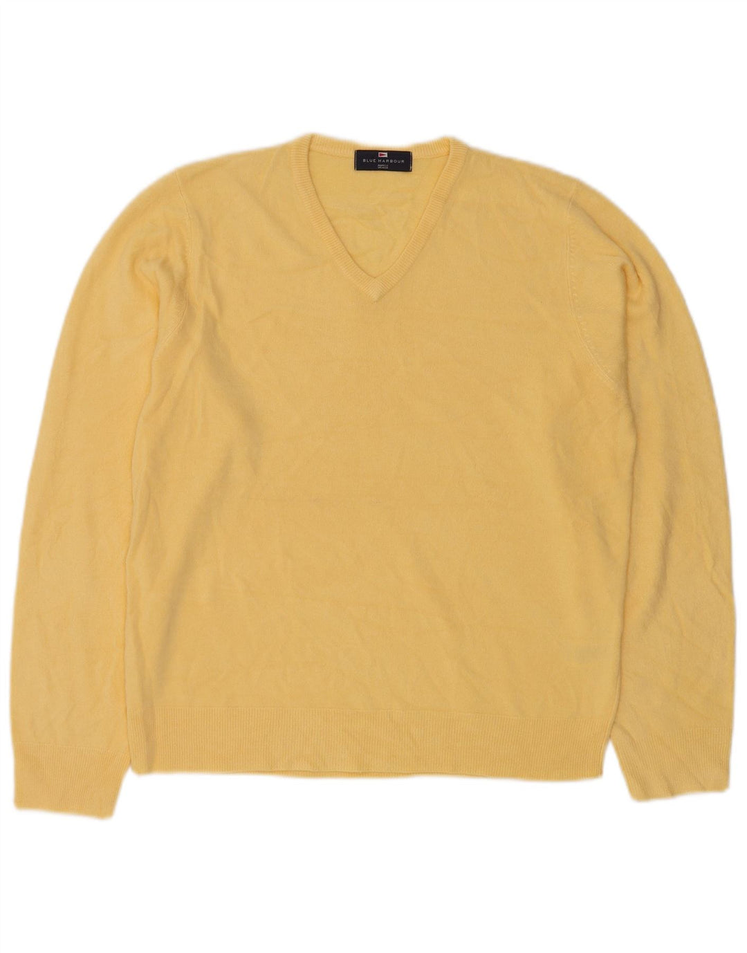 Męski sweter MARKS & SPENCER Blue Harbor z dekoltem w kształcie litery V, średniożółty