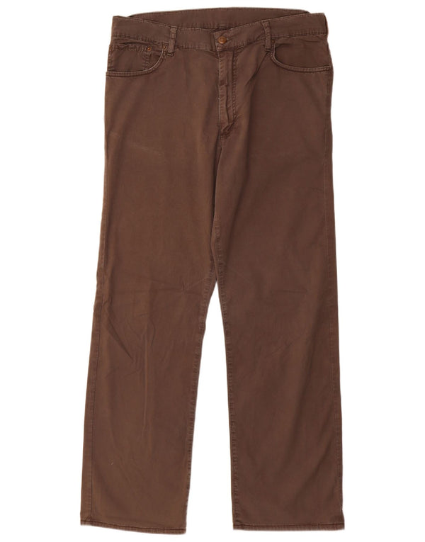 MARLBORO CLASSICS Męskie proste spodnie codzienne W34 L31 Brązowa bawełna