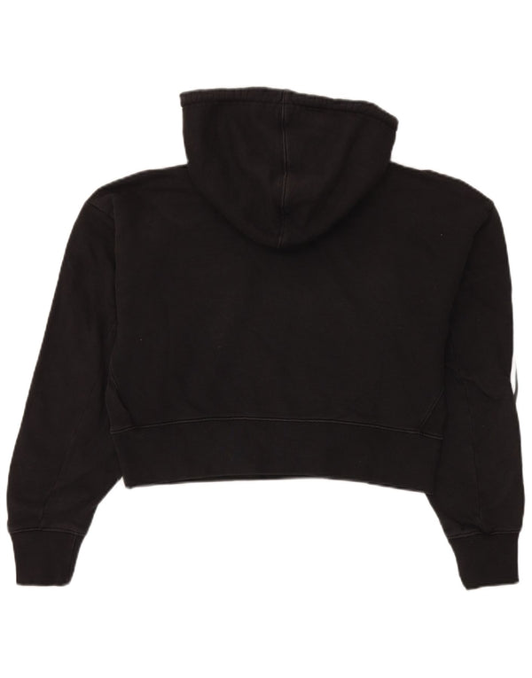 Damska bluza z kapturem Adidas Crop Oversized UK 4 XS Czarna bawełna