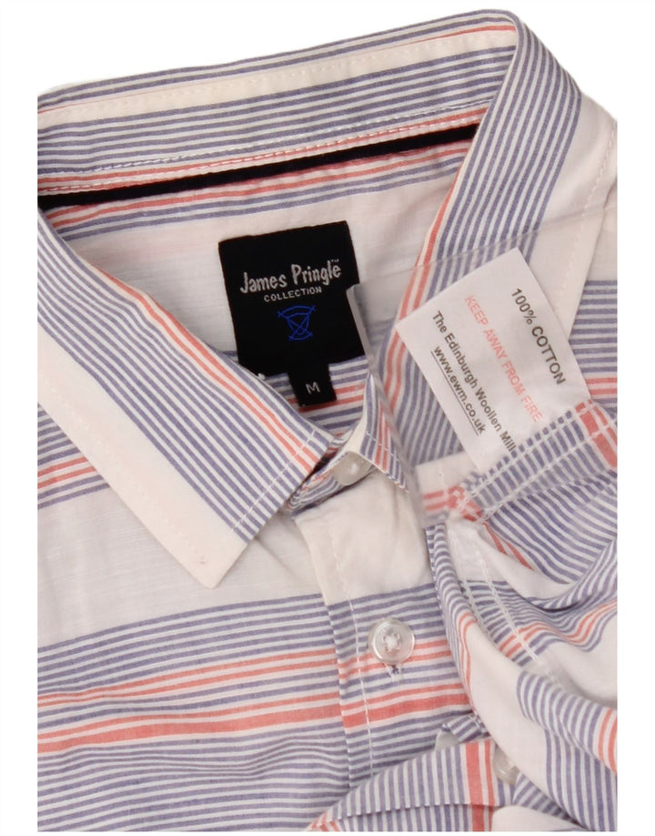 Koszula męska z krótkim rękawem JAMES PRINGLE, bawełniana w średnie białe paski