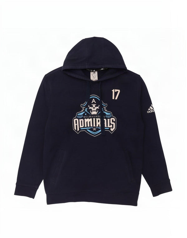 Adidas Męskie Admirals Milwaukee Graphic Bluza z kapturem, duża, granatowa, bawełniana