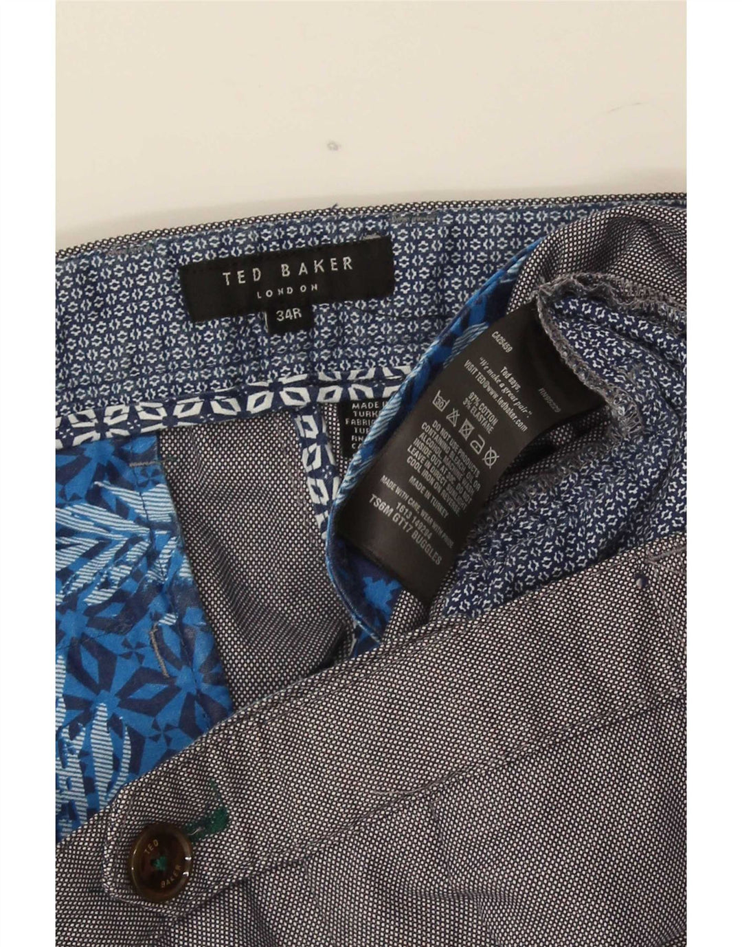 Męskie spodnie garniturowe Ted Baker W34 L31 Szare bawełniane
