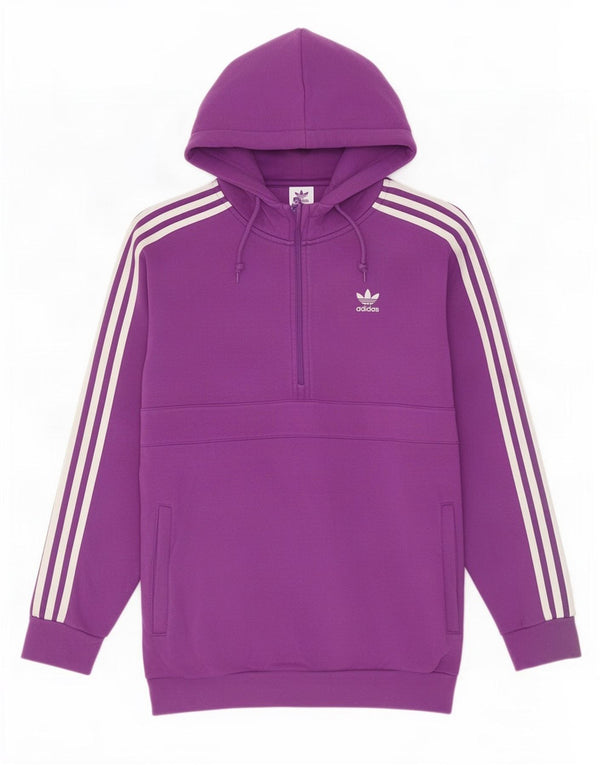 Damska bluza z kapturem i zamkiem błyskawicznym Adidas o luźnym kroju, UK 14, średnia fioletowa bawełna