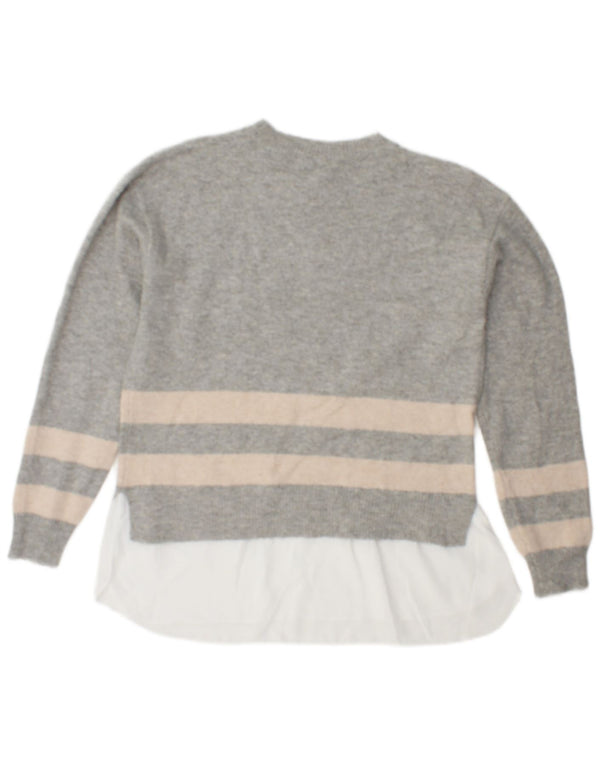 Damski sweter M&Co z okrągłym dekoltem, UK 10, mały, szary poliester w paski