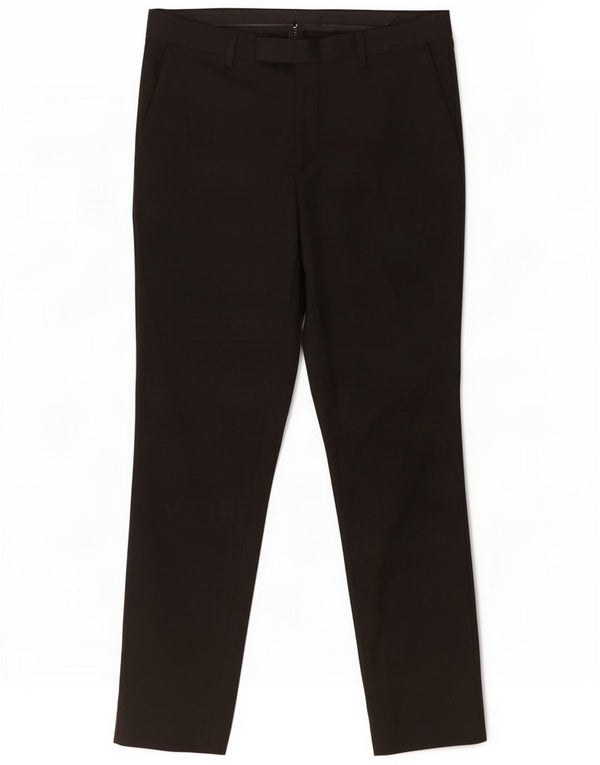 Marks & Spencer Męskie spodnie garniturowe slim fit W32 L31 Czarny poliester