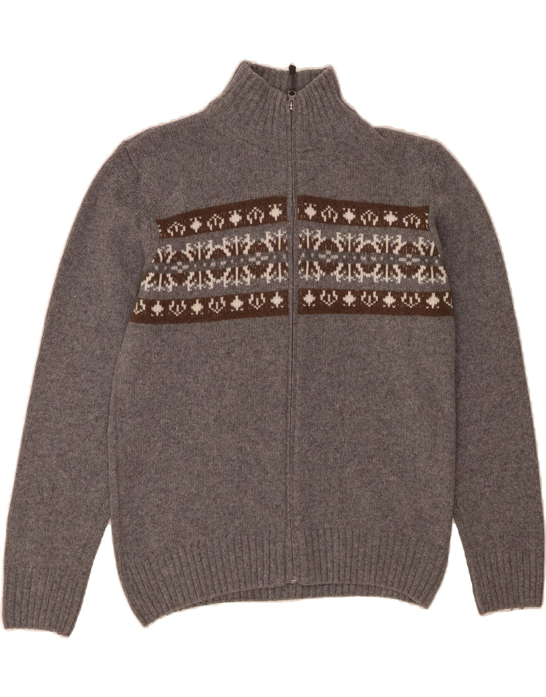 TCM Mens Cardigan Sweater Medium Grey Geometric Wool Vintage TCM and Second-Hand TCM from Messina Hembry 