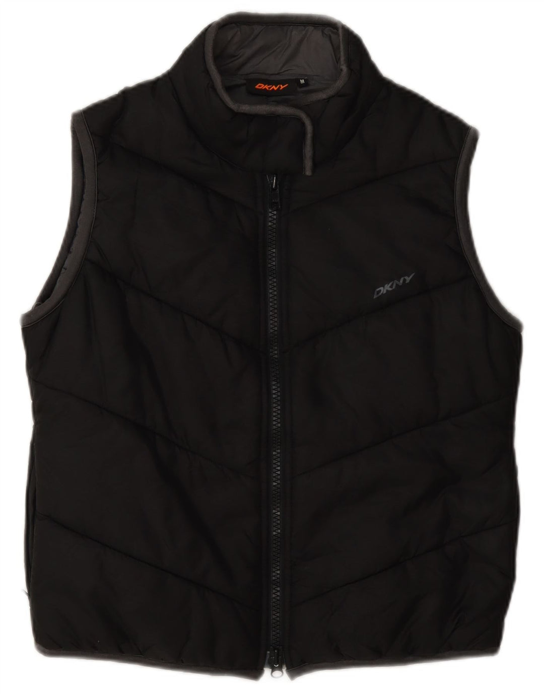 Damska wyściełana kamizelka Dkny Graphic UK 14, średni czarny nylon