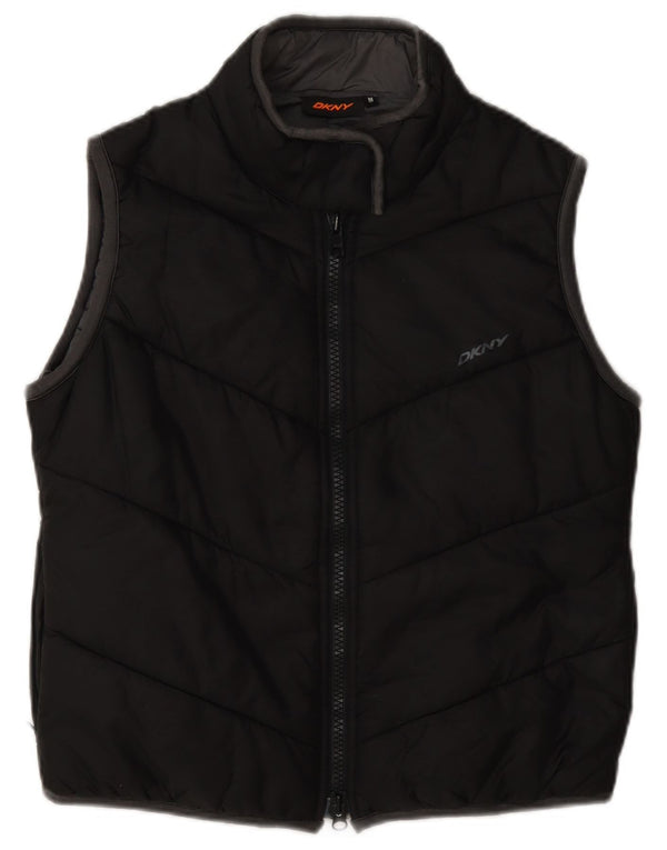 Damska wyściełana kamizelka Dkny Graphic UK 14, średni czarny nylon