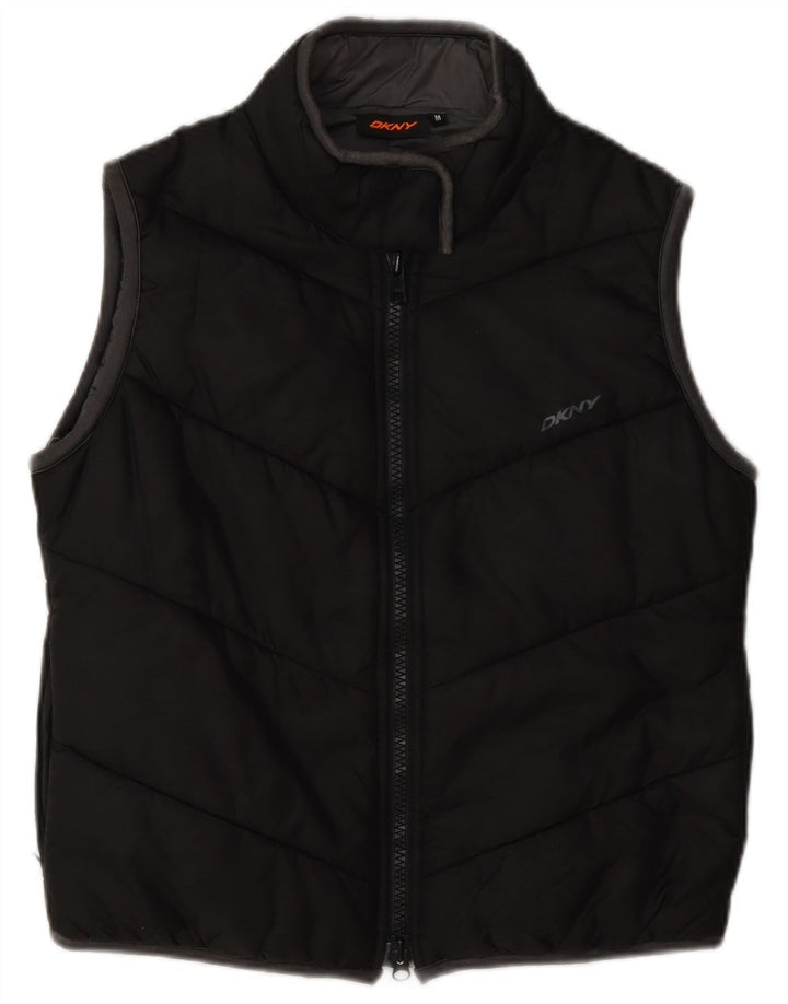 Damska wyściełana kamizelka Dkny Graphic UK 14, średni czarny nylon