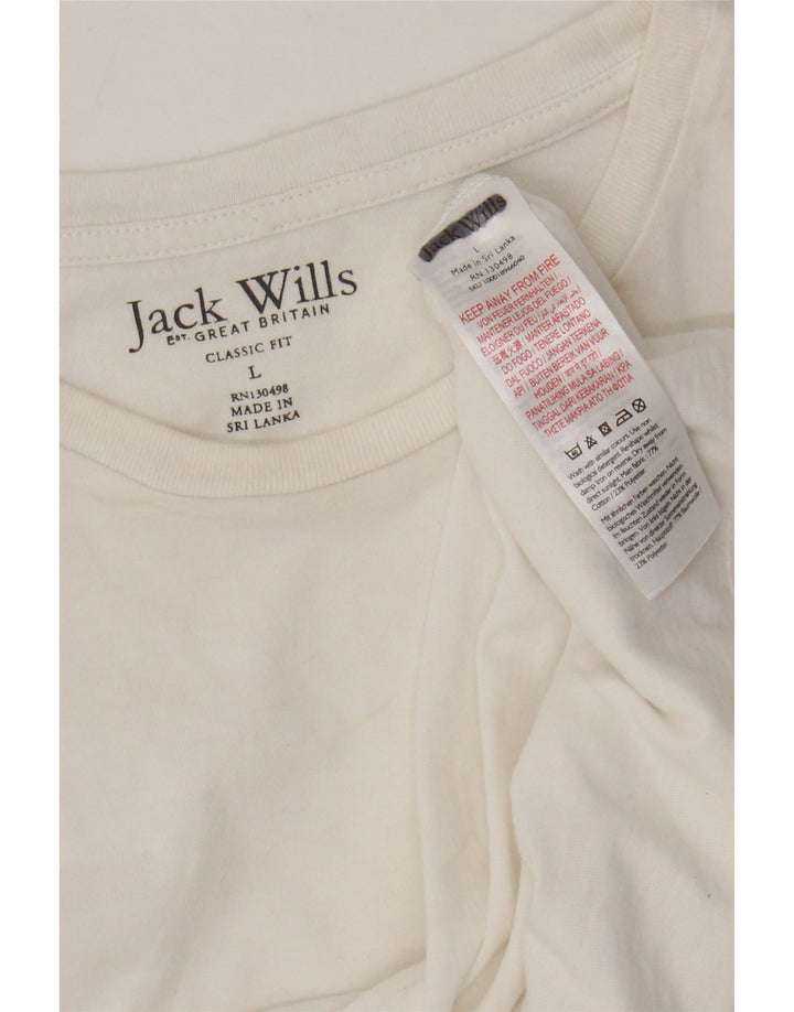 T-shirt męski Jack Wills o klasycznym kroju, duży, biały, bawełniany