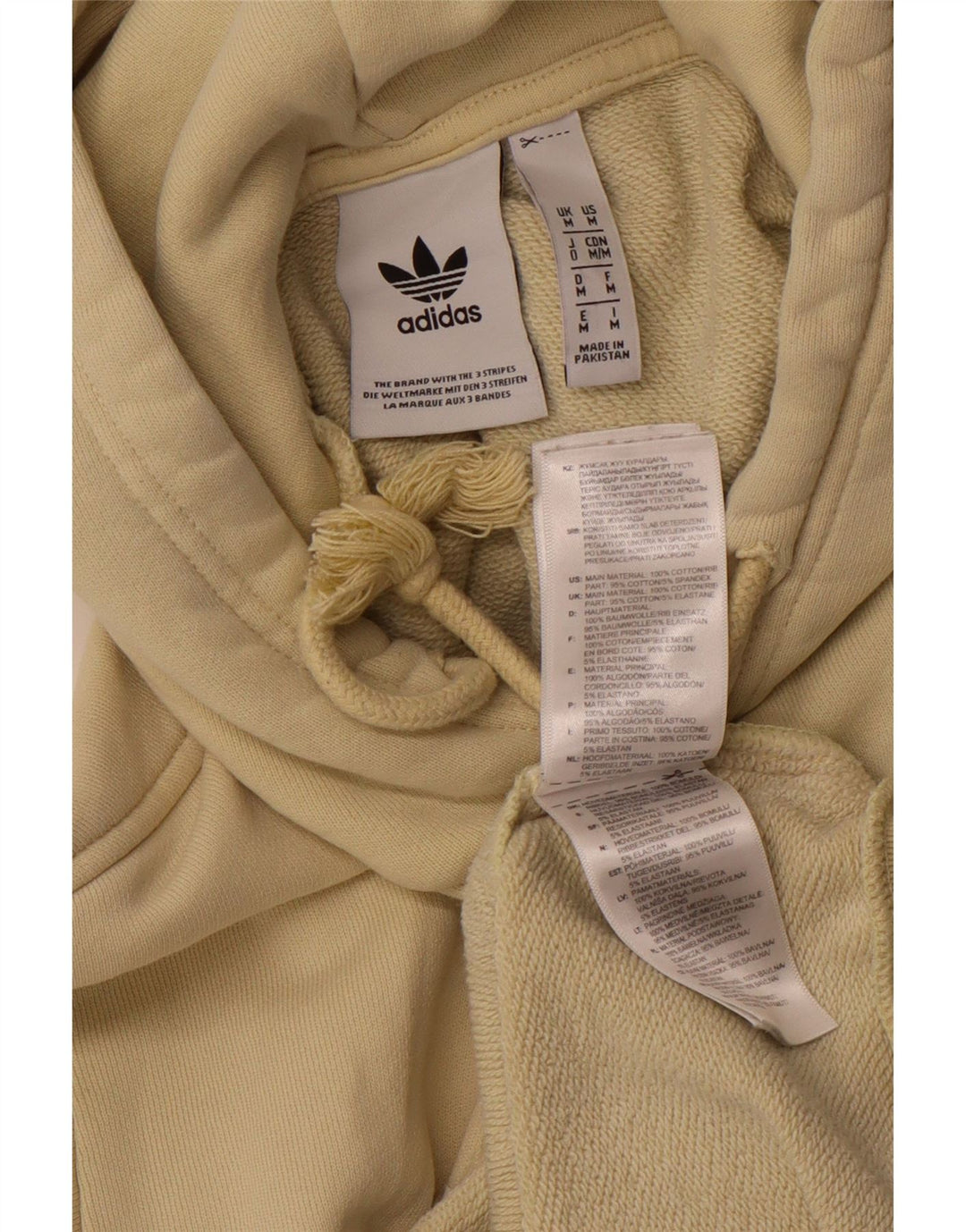 Męski sweter z kapturem ADIDAS z grafiką, średni żółty, bawełniany