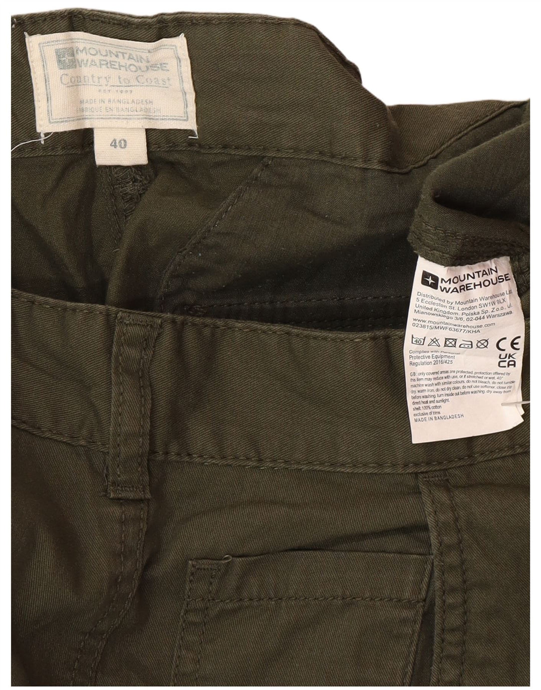 Męskie spodenki cargo Mountain Warehouse W40 XL, zielone, bawełniane