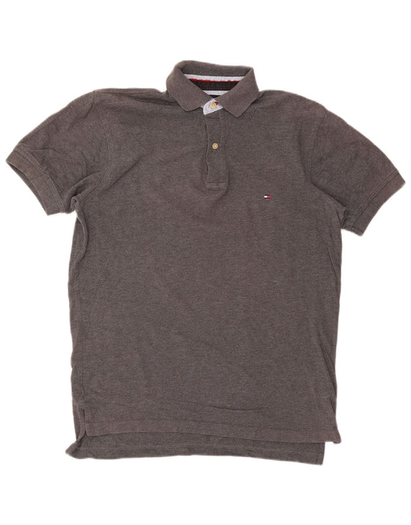 Męska koszulka polo Tommy Hilfiger, mała, szara, bawełniana